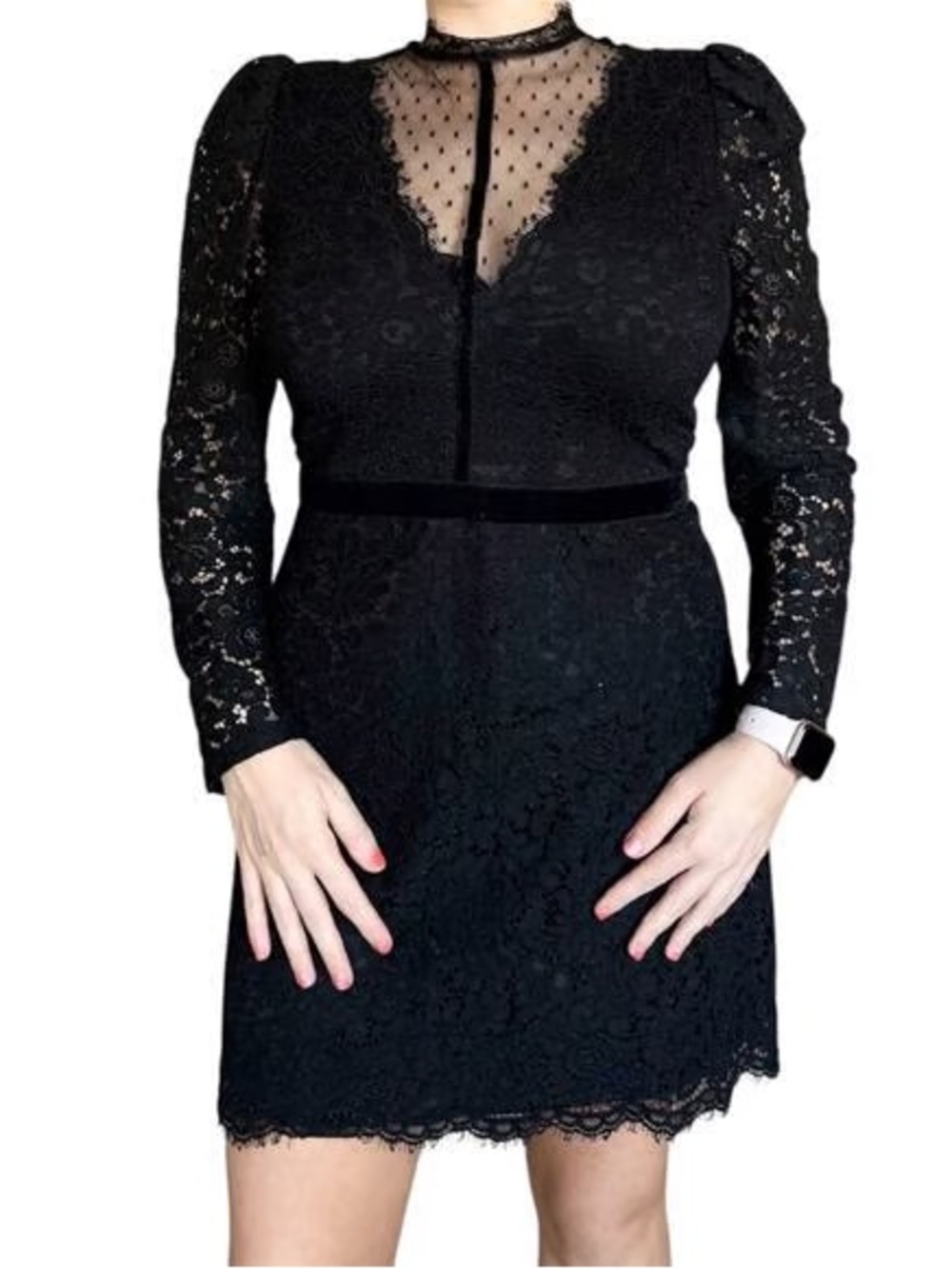 Express Lace Mock Neck Dress Women's Size 4 Black Whimsygoth Cocktail Party